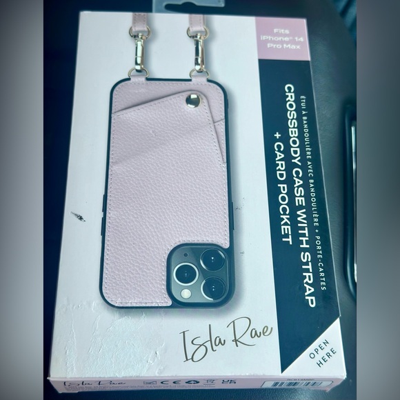 ISLA RAE - iPhone 14 Pro Max Crossbody Case With Strap Card Pocket - Color Pink - Picture 5 of 6